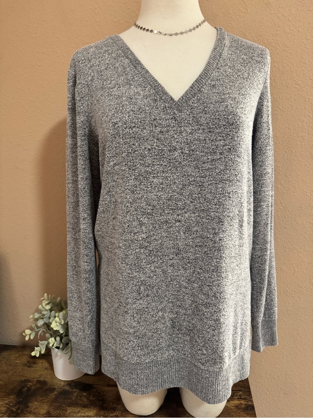 Lucky Brand Heather Gray V-Neck Sweater